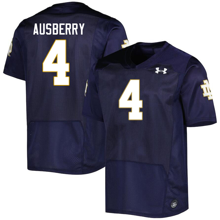 Men #4 Jaiden Ausberry Notre Dame Fighting Irish College Football Jerseys Stitched-Navy